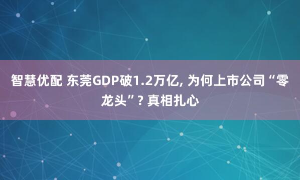 智慧优配 东莞GDP破1.2万亿, 为何上市公司“零龙头”? 真相扎心